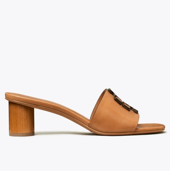 NWT Tory Burch Ines Mule Heeled Sandal 55 MM, Goat Leather, Size 9.5 - Picture 2 of 10